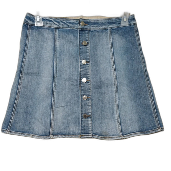 Faded Glory skirt Womens 6 blue denim button front mini panel Hippie Y2K Retro - Picture 1 of 5